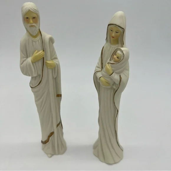 VTG Carlton Cards Nativity Set Mary Joseph Baby Jesus Porcelain Figurines - Picture 11 of 11